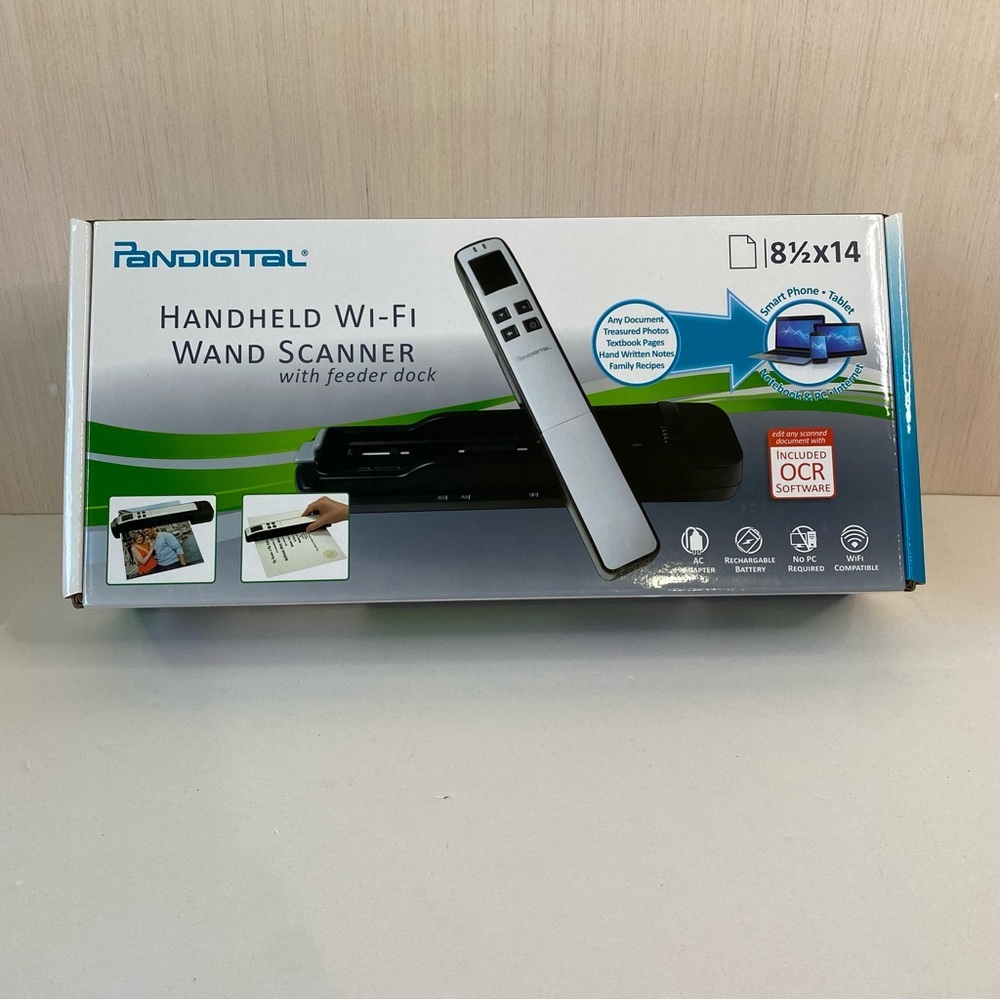 Pandigital Handheld Wi-Fi Wand Scanner S8X1103 w/Feeder Dock Leopard